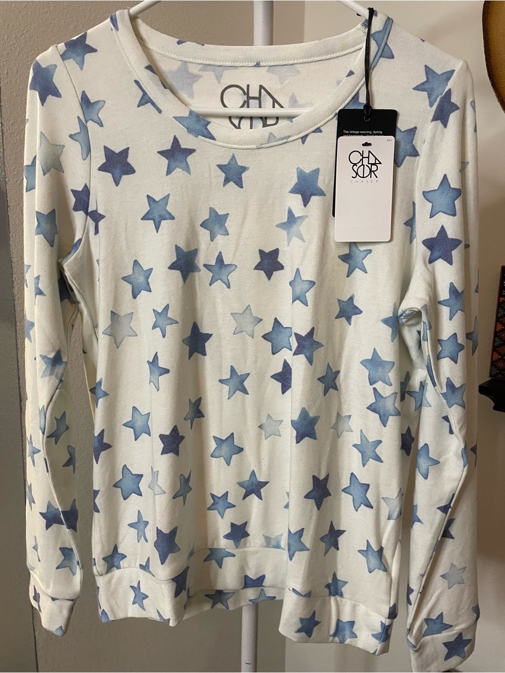 Chaser Indigo Star Long Sleeve Sweatshirt with back Cut Out